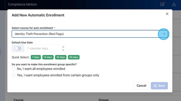 Adding Automatic Training Enrollments - Step 5