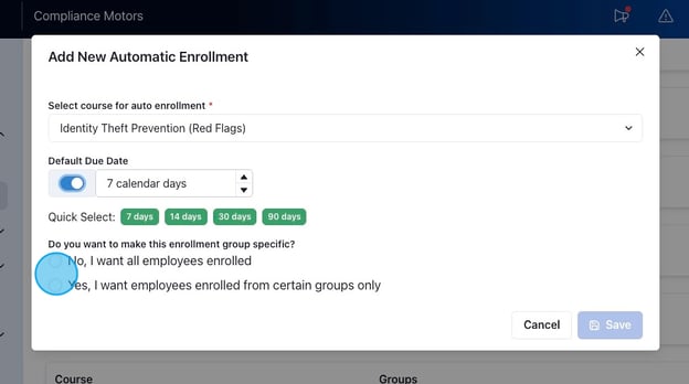 Adding Automatic Training Enrollments - Step 7