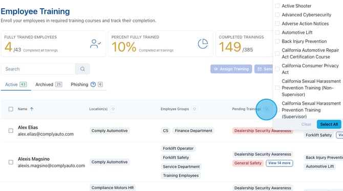 Downloading an Employee Training Report - Step 2-1