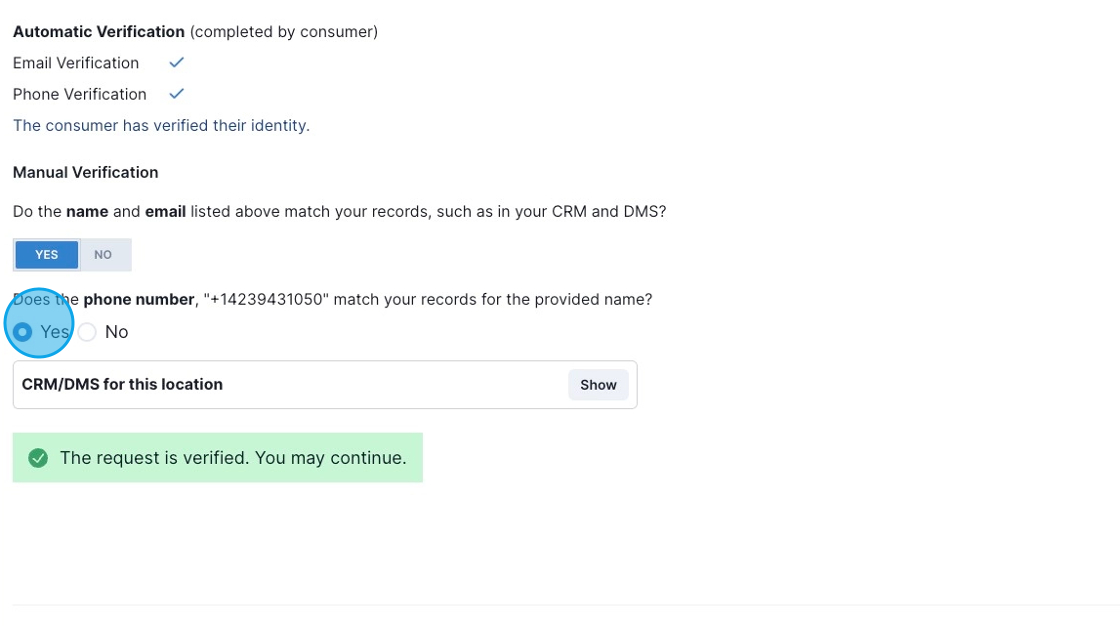 Rejecting a Consumer Request